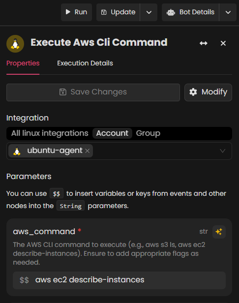 AWS Command Parameter