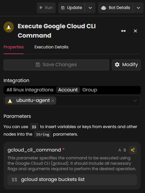 Gcloud Command Parameter