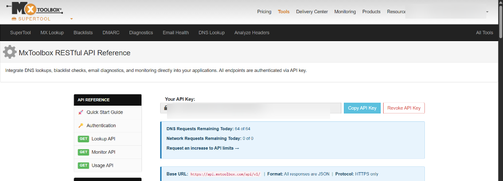 MXToolbox API Key