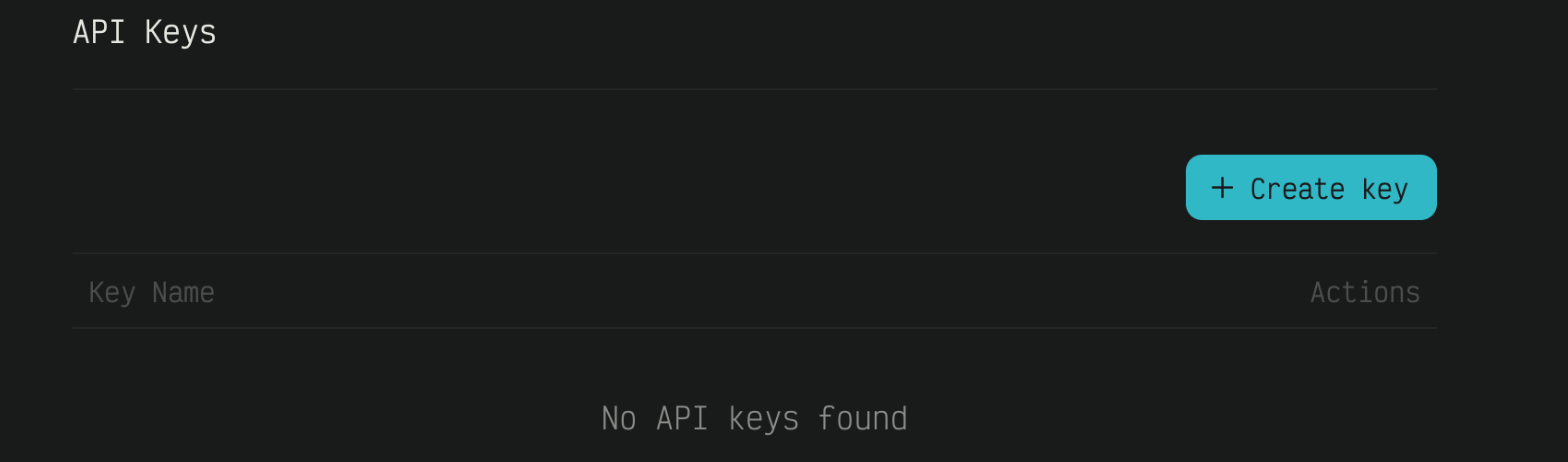 Create Api key